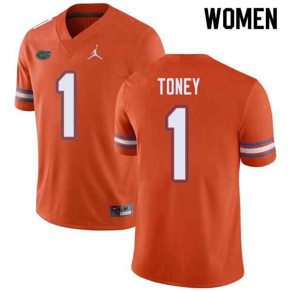Jordan Brand Women #1 Kadarius Toney Florida Gators College Football Jerseys Sale-Orange - Click Image to Close